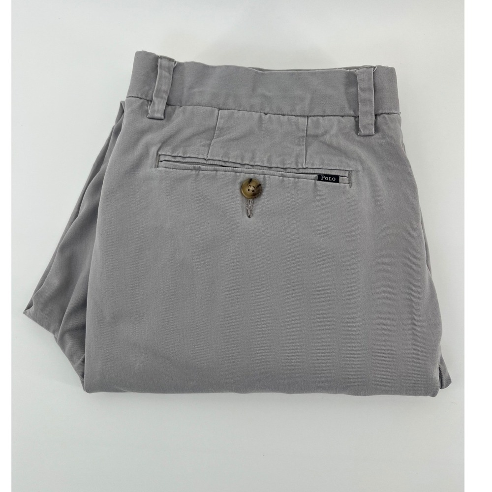 Polo Ralph Lauren Chinos Mens 35x32 Grey (fit 35x28) Slim Fit Flat Front Pants